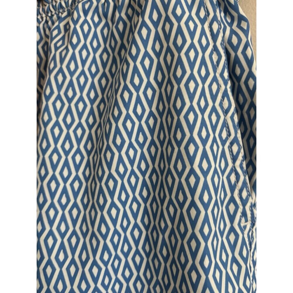 J. Crew 7" Swim Trunks Suit Diamond Print Blue White Mens Small Beach - Picture 2 of 9